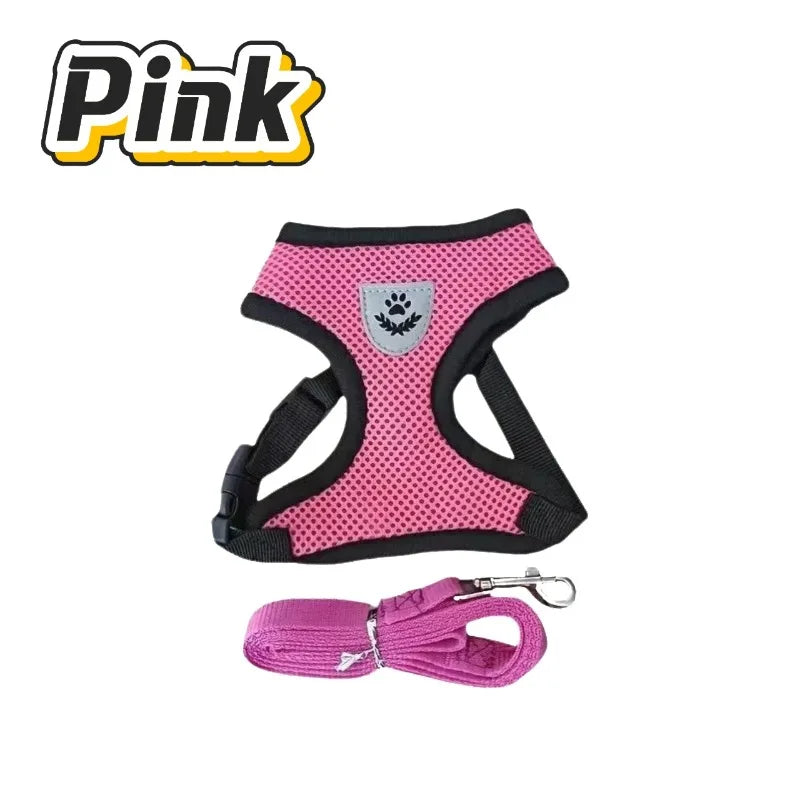 Cat Harness Vest Walking Lead Leash for Puppy Dogs Collar Polyester Adjustable Mesh Dog Harness for Small Medium Pet Accessories