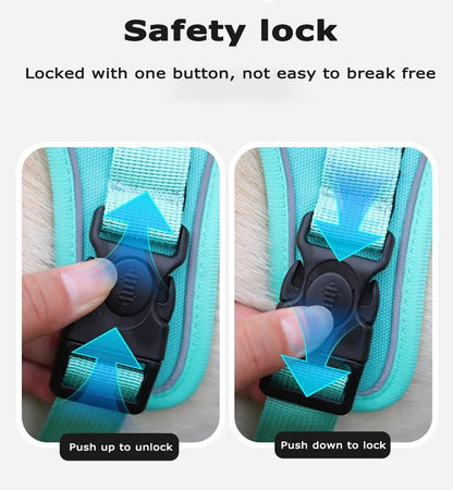 Dog Harness with Airtag Holder and Leash Set-Premium Oxford Breathable Material Durable Reflective Dog Harness and Leash Set