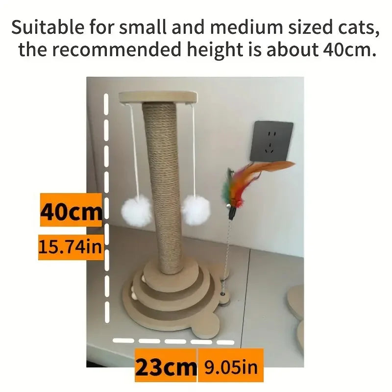 Pet Cat Toy Cat Turntable Funny Cat Stick Balls Durable Sisal Scratching Board Cat Supplies Cat Grab Column Pet Product