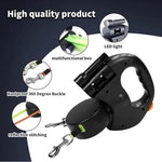 Double Ended Leash, Double Dog Leash for Two Dogs with Tangle-Free Swivel, Dog Leashs with LED Flashlight for Small & Large Dog - shimendi