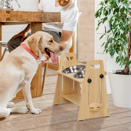 Height Adjustable Elevated Dog Bowls Tall Raised Feeder Stand Dog Food Water Bowl Feeder Station for Large Medium Small Dogs - shimendi