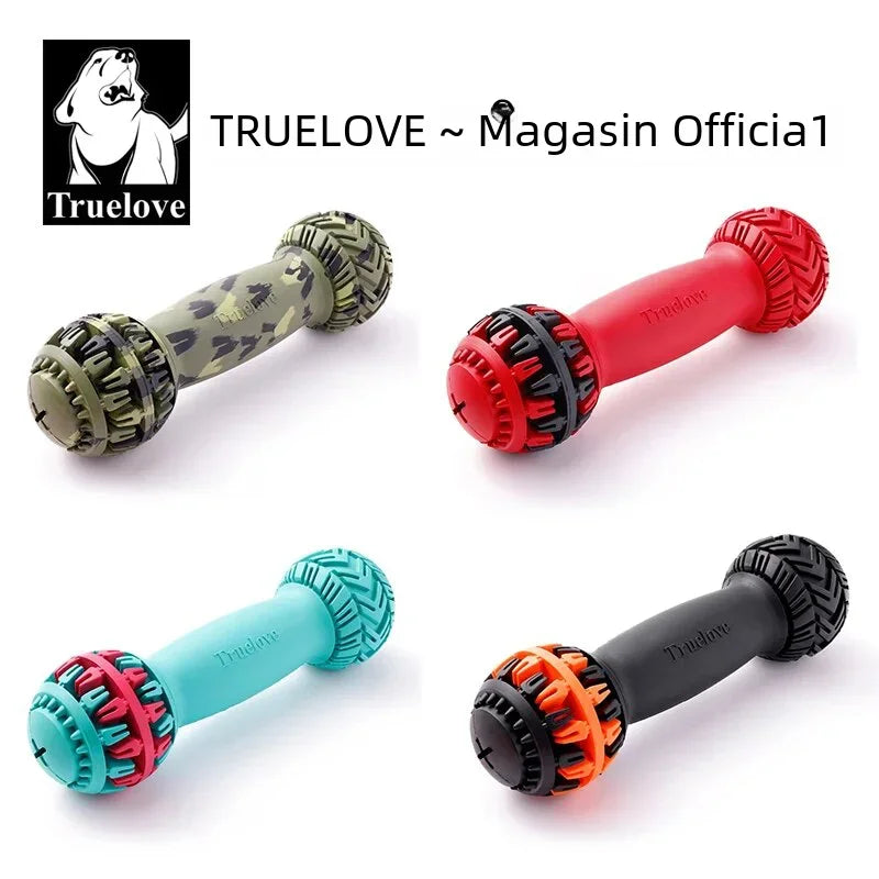 Truelove Pet Super Durable Leak-proof Treat Dispenser Dog Toy Dumbbell Slow Feeder IQ Training Playing Teething Dog TLT2606