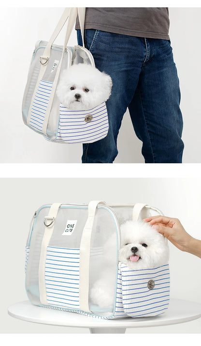 Fashion Transparent Window Pet Carrier Bag, Portable Shoulder Handbag for Small Dogs Cats, Puppy Outgoing Bag for Travel