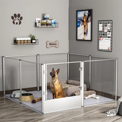 1Pc Large Acrylic Dog Playpen Cage Whelping Pen Box Indoor Enclosure Pet Clear Fence Puppy Playpen with Waterproof Fertility Pad