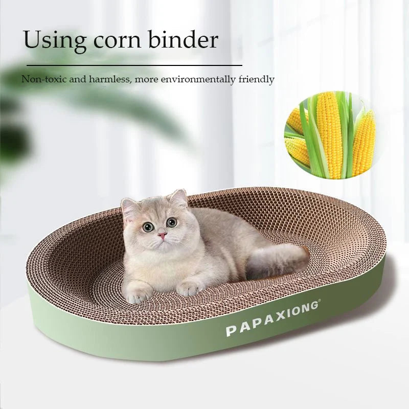 Cat Scrapers Toys for cats Round Oval Cat Scratcher Cat Bed Cat Scratching post Thickening Durable Corn Glue Decal Cardboard - shimendi