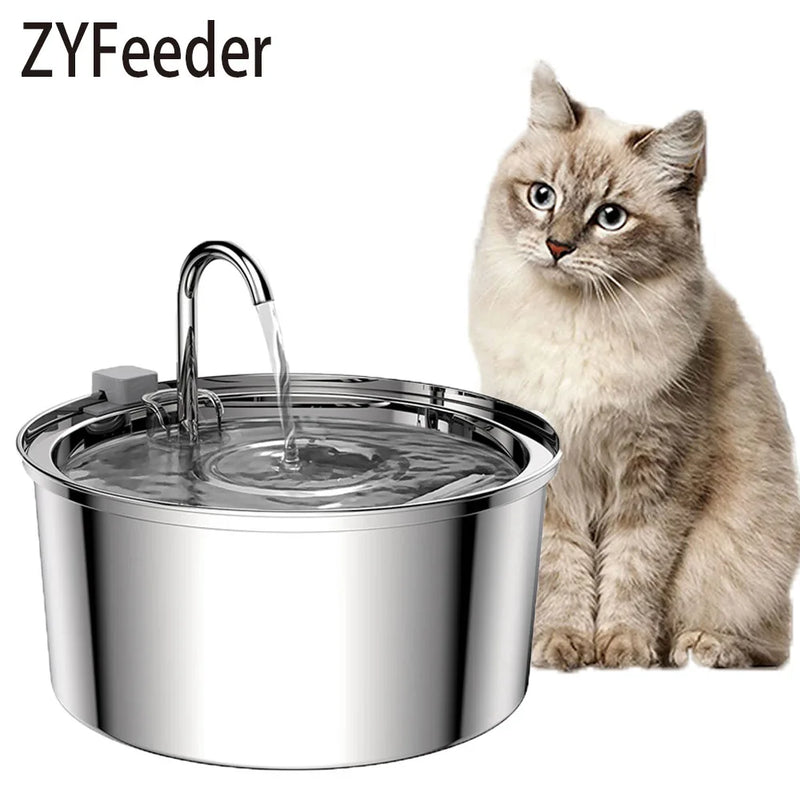 Stainless Steel Pet Water Feeder Cat Automatic Water Fountain USB Electric Mute for Cat Dog Filter Fountain Smart Drinking Bowl - shimendi