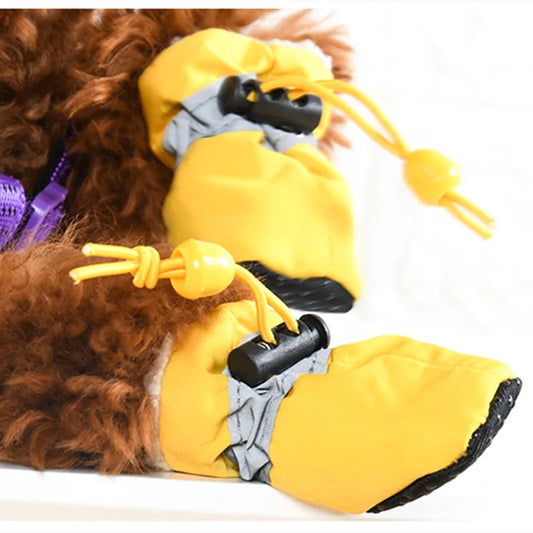 4pcs/set Waterproof Pet Dog Shoes Anti-slip Rain Boots Footwear for Small Cats Dogs Puppy Dog Pet Booties Pet Paw Accessories