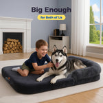 Foldable Dog Bed for Adult, Kids, Plush Pet Couch Bed for Large Dogs, Washable Pet Sofa Bed with Non-Slip Bottom Dog Accessories - shimendi
