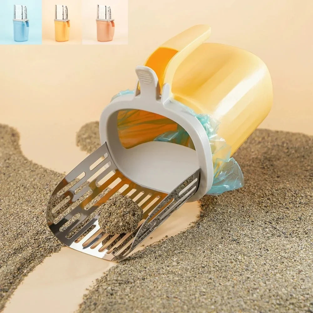 New Cat Litter Shovel Scoop with Refill Bag for Pet Filter Clean Toilet Garbage Picker Cat Supplies Cat Litter Box Self Cleaning