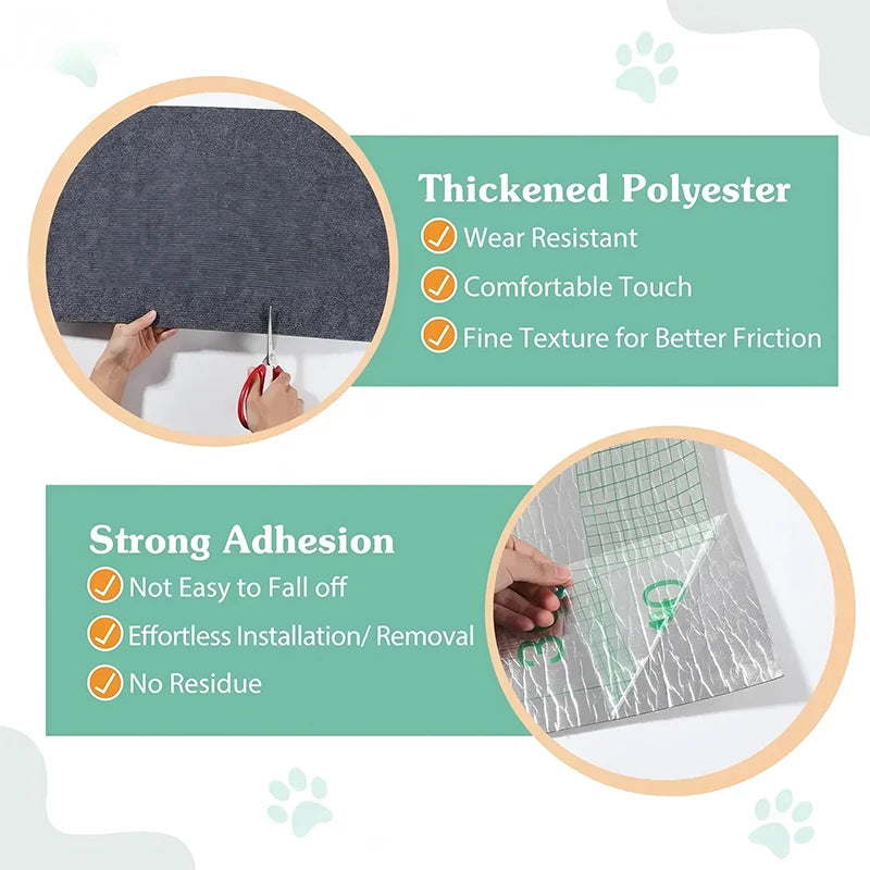 Wall Self-Adhesive Anti Cat Scratch Sofa DIY Cats Scratch Protection Paws Sharpen Trimmable  Carpet Cats Scratch Board ﻿