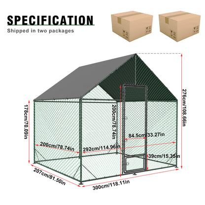 Heavy Duty Upgrade Outdoor Chicken Coop Large Metal Chicken Run Walkin Poultry Habitat Chicken Poultry Cage w/ Waterproof Cover