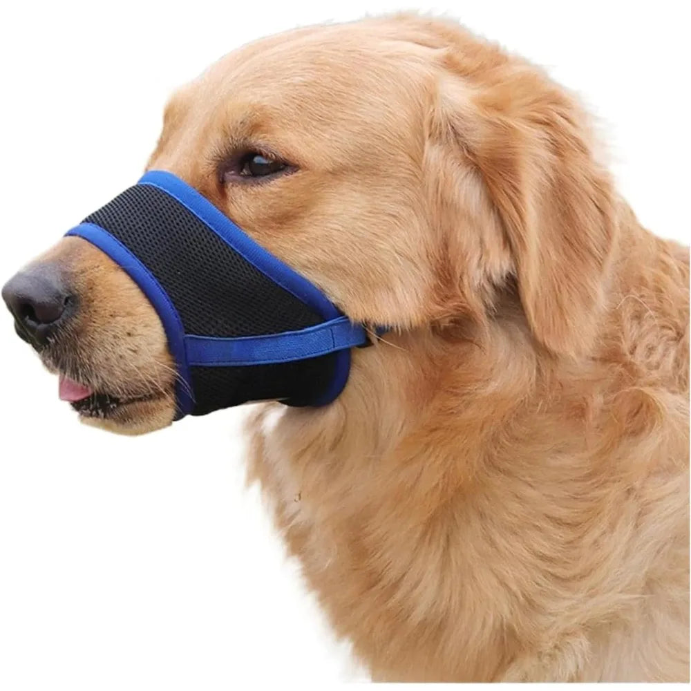 Dog Muzzle,Soft Nylon Muzzle Anti Biting Barking Chewing Air Mesh Breathable Adjustable Pets Muzzle for Small Medium Large Dogs