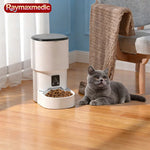 Raymax 4L WIFI Button Automatic Cat Feeder Intelligent Cat and Dog Pet Feeder Smart Pet Cat Food Dispenser Pet Feeder(No 5V 1A) - shimendi
