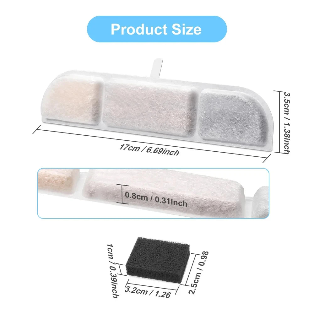 DownyPaws Activated Carbon Filter Cartridge Replacement for Cat Drinking Fountain WFP6, 6/12 Pcs Pack