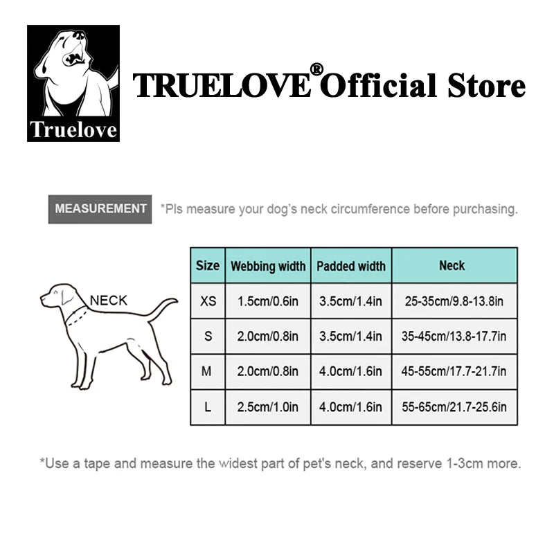 Truelove Pet Collar Reflective Multifunctional Personalized Dog Collar DuPont Soft Breathable Adjustable for Large Dogs TLC5611