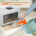 Foldable Cat Litter Box Front Entry & Top Exit Toilet Boxes with Massager Litter Scoop Enclosed Foldable Kitty Toilet - shimendi