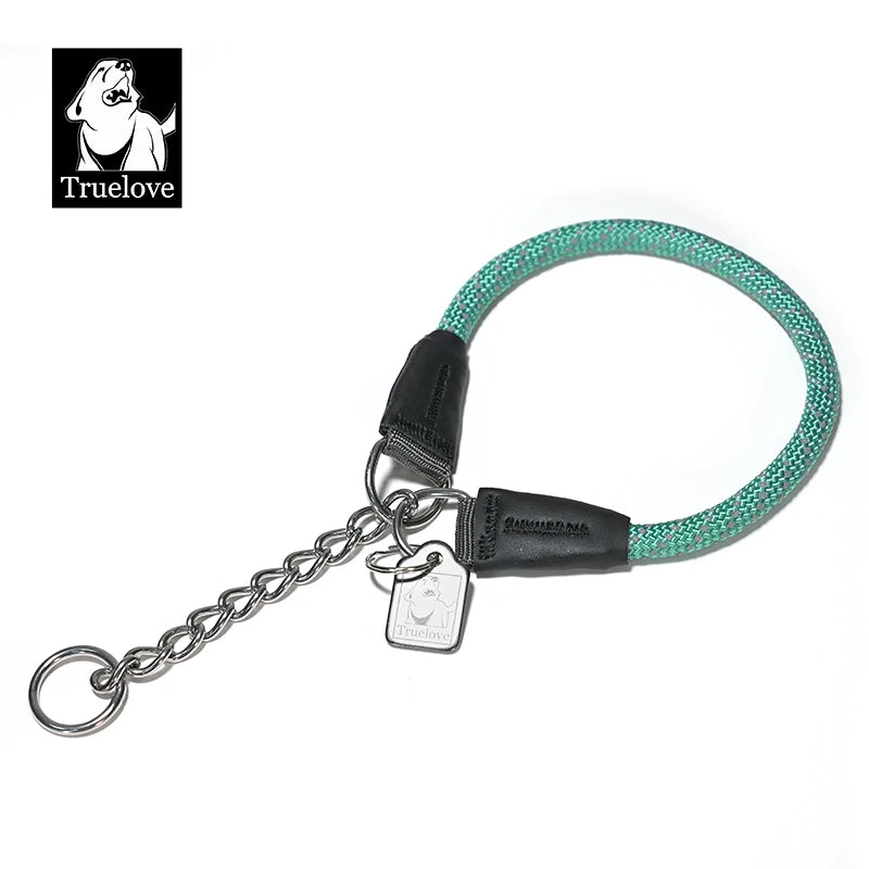 Truelove Pet P-Chain Nylon Dog Collar Stainless Steel Chain Pull-resistant Reflective Decorative Explosion-proof Walking TLC5373