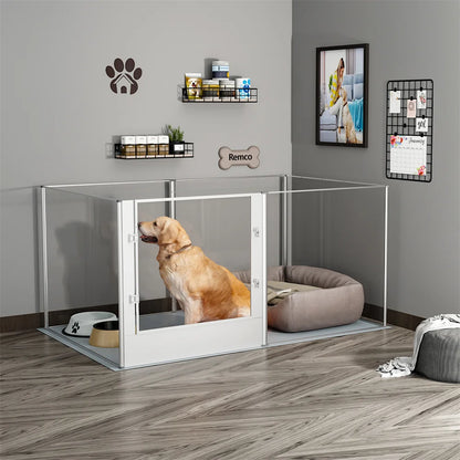 1Pc Large Acrylic Dog Playpen Cage Whelping Pen Box Indoor Enclosure Pet Clear Fence Puppy Playpen with Waterproof Fertility Pad