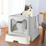 Easy Cleaning Cat Litter Box Large Cat Pan Drawer Anti-Splashing Cat Potty Toilet Tray with Scoop shimendi Sécurité et Confort pour Chien chat| Shimendi