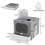 Cat Litter Box with Scoop and Tray Sifting Enclosed Foldable Kitten Toilet Detachable Poop Top Front Entry Pet Supplies - shimendi