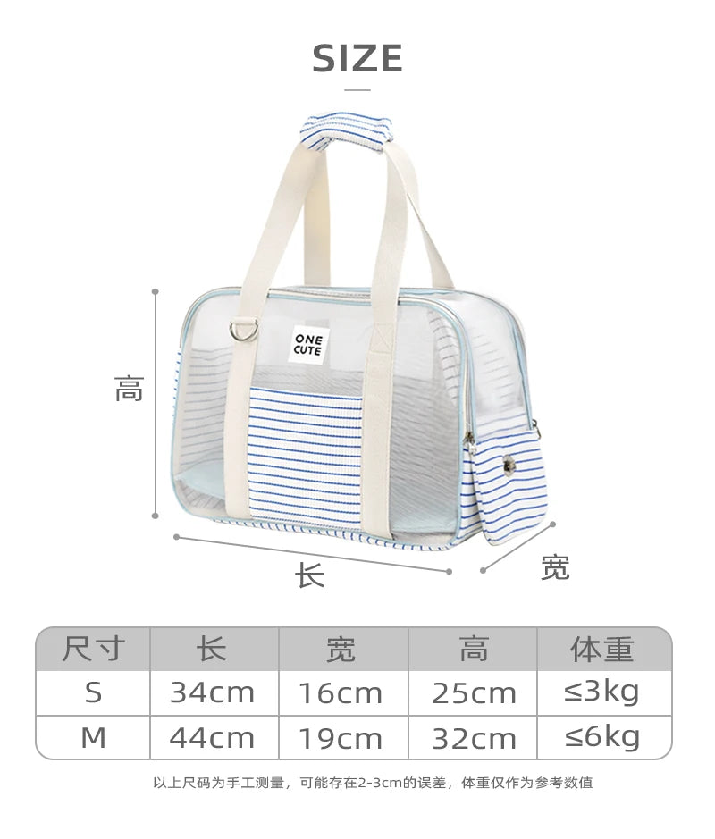 Fashion Transparent Window Pet Carrier Bag, Portable Shoulder Handbag for Small Dogs Cats, Puppy Outgoing Bag for Travel