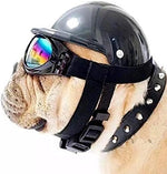 ATUBAN Pet Helmet and Goggles Set, 2 PCS Helmet and Sunglasses Pet Cap Hard Hat Adorable Puppy Goggles for Small Pets - shimendi