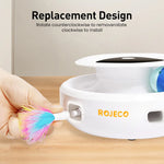 ROJECO 2 in 1 Smart Cat Toys Automatic Feather Fun Ball Toy Set For Cat Dog 5 Modes Electronic Interactive Pet Toy Accessories - shimendi
