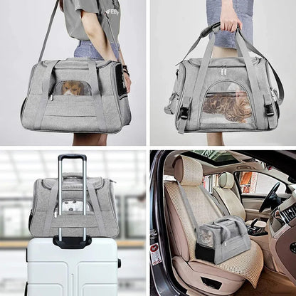 Pet Carrier Bag Foldable Small Dog Cat Carrying Out Bags Expansion Pet Travel Bag Mesh Breathable Expansion Crossbody Handbag