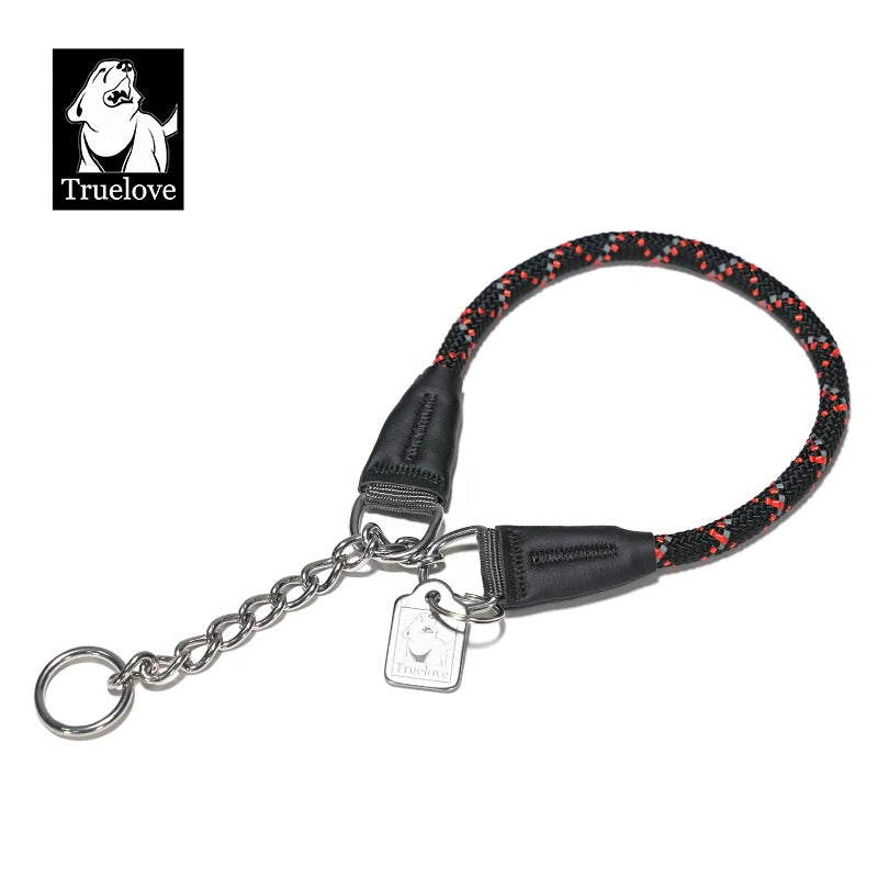 Truelove Pet P-Chain Nylon Dog Collar Stainless Steel Chain Pull-resistant Reflective Decorative Explosion-proof Walking TLC5373