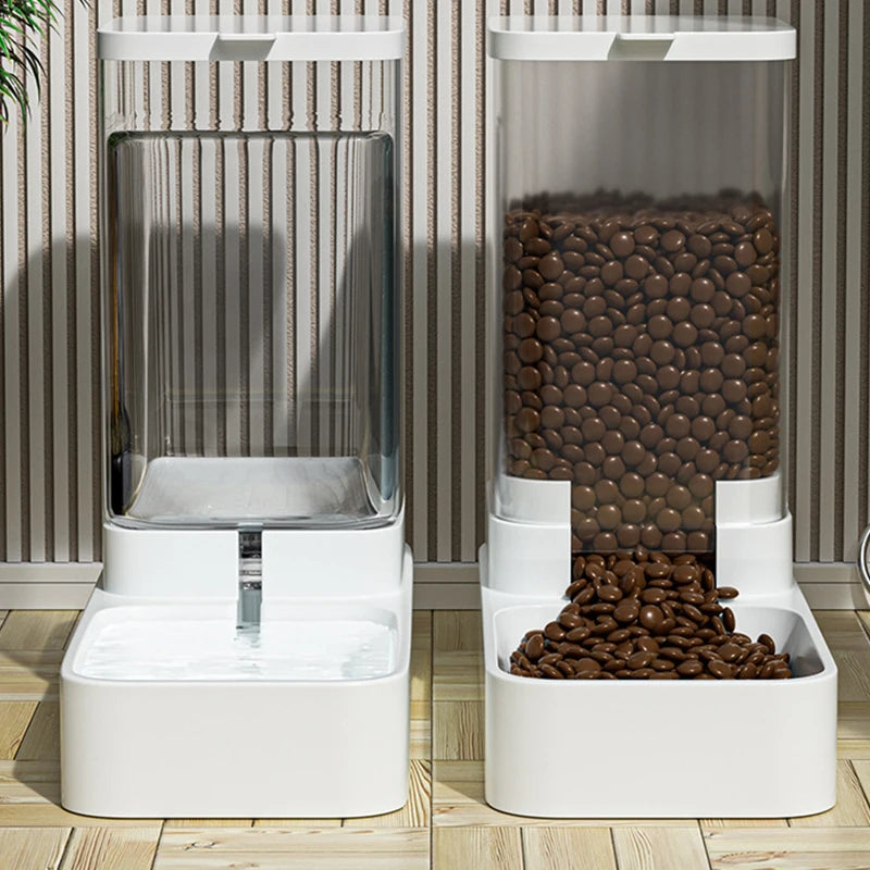 Large capacity optional Automatic Cat Feeder & Water Dispenser with Gravity Food Storage Container for Cats and Dogs - shimendi