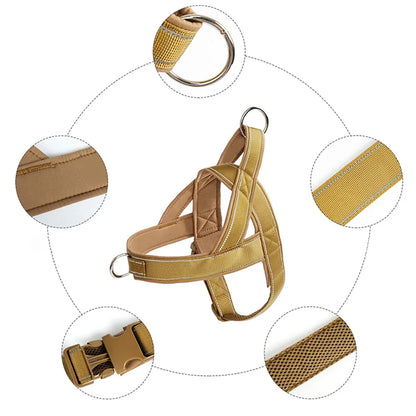 Tactical Anti-Pull Dog Harness - 1000D Nylon Adjustable for Large Dogs, Outdoor Training Vest with Handle & Reflective