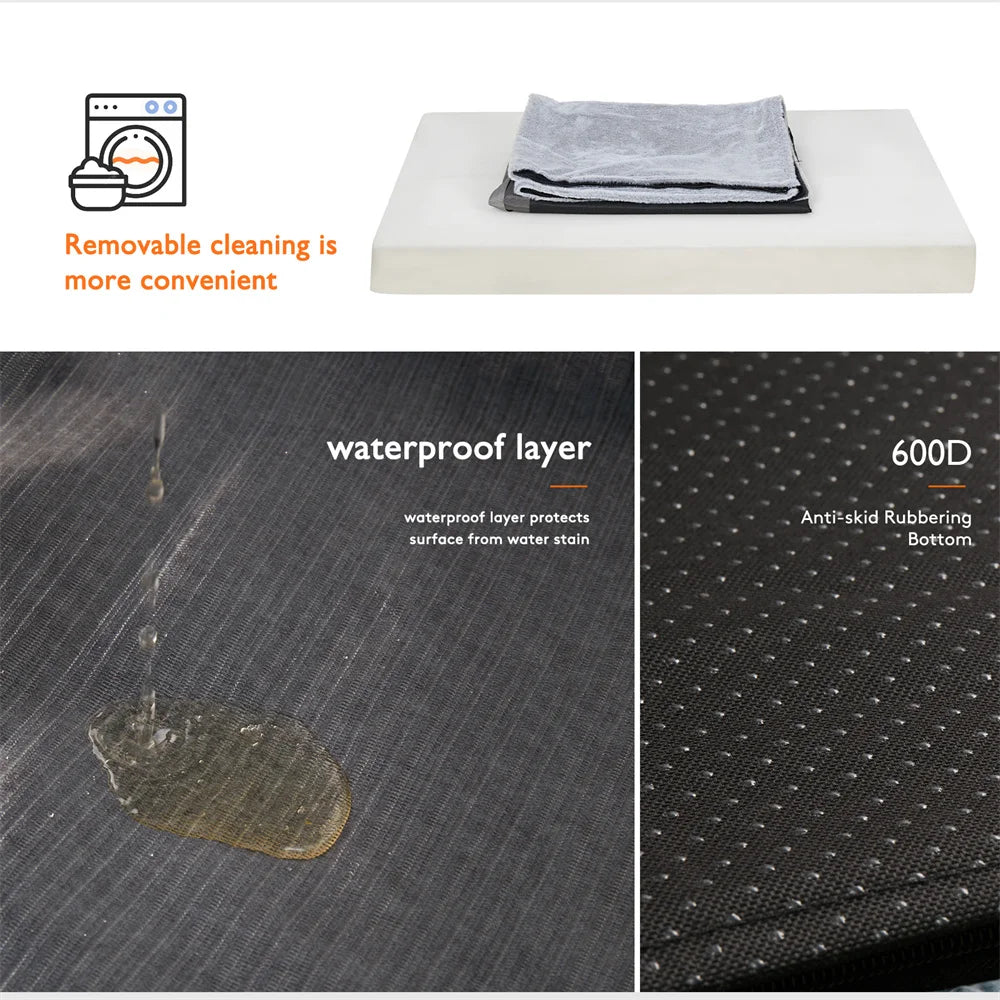 Premium Large Orthopedic Memory Foam Dog Bed Waterproof Pet Dog Crate Jumbo Mattress with Orange Trim Washable Water Resistant