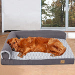 XXL XL Large Orthopedic Dog Bed Chaise Lounge Pillow Headrest Pet Bed Sofa Couch L-Shape Bolster with Removable Washable Cover - shimendi