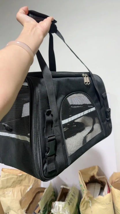 Pet Carrier Bag Foldable Small Dog Cat Carrying Out Bags Expansion Pet Travel Bag Mesh Breathable Expansion Crossbody Handbag