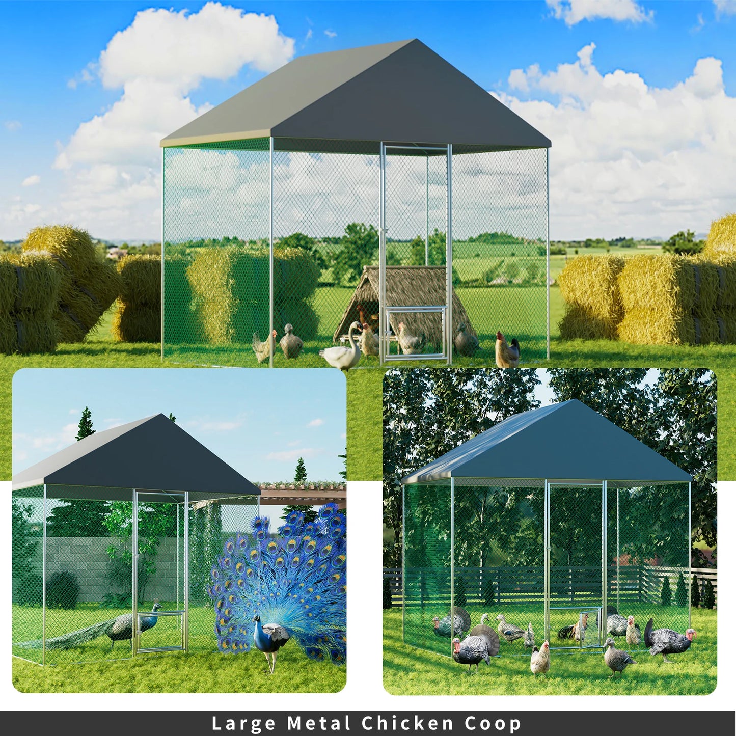 XXL XL Large Outdoor Chicken Run Coop Heavy Duty Walk-In