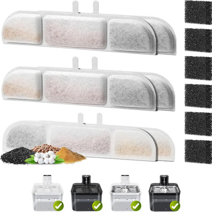 DownyPaws Activated Carbon Filter Cartridge Replacement for Cat Drinking Fountain WFP6, 6/12 Pcs Pack
