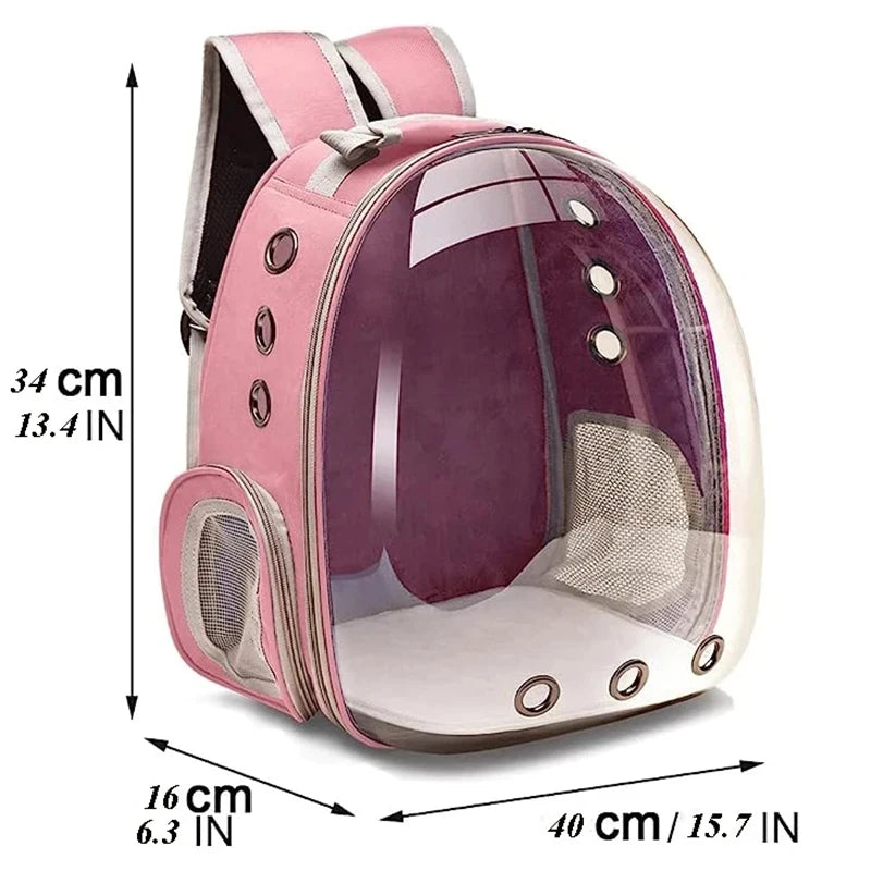 Cat Pet Carrier Backpack - Transparent Capsule Bubble Design, Breathable for Small Animals (Puppy/Kitty/Bird), Ideal for Travel