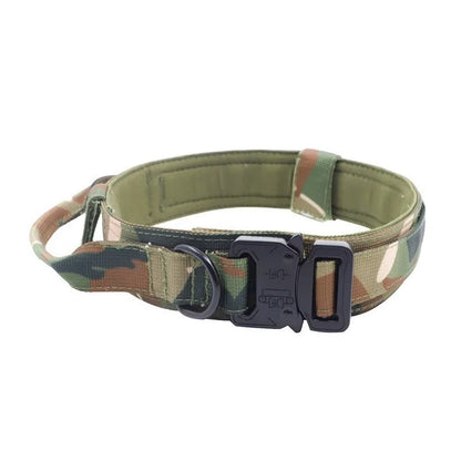 Tactical Dog Collar Adjustable Military Training Nylon Dog Necklace with Control Handle Heavy Metal Buckle for Medium Large Dog
