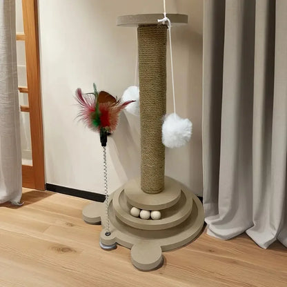 Pet Cat Toy Cat Turntable Funny Cat Stick Balls Durable Sisal Scratching Board Cat Supplies Cat Grab Column Pet Product