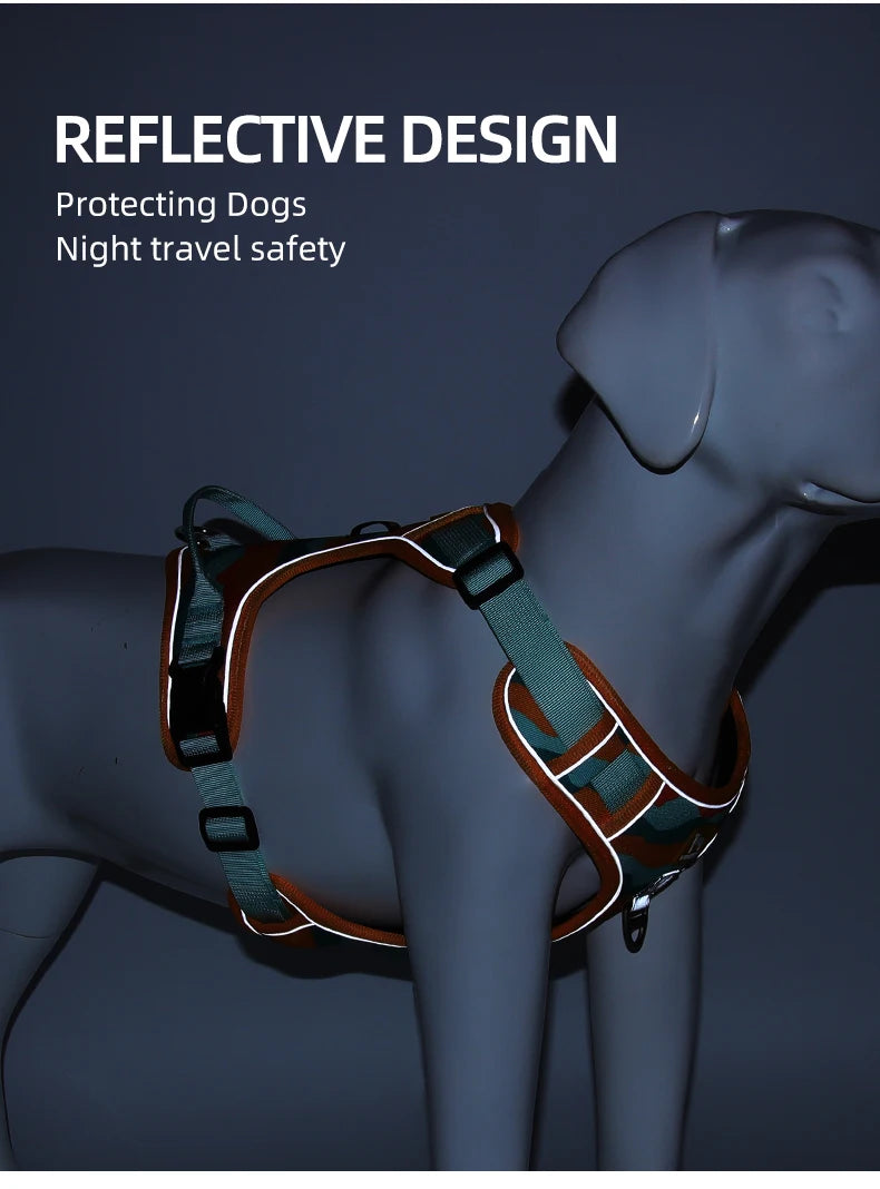 Adjustable Harness Dog Reflective Safety Training Walking Chest Vest Leads Collar For French Bulldog Pets Dogs Accessories