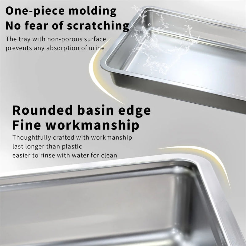 Enclosed Stainless Steel Cat Litter Box with Lid Scoop Large Litter Box Covered Top Entry Litter Pan High Sided Easy Cleaning - shimendi