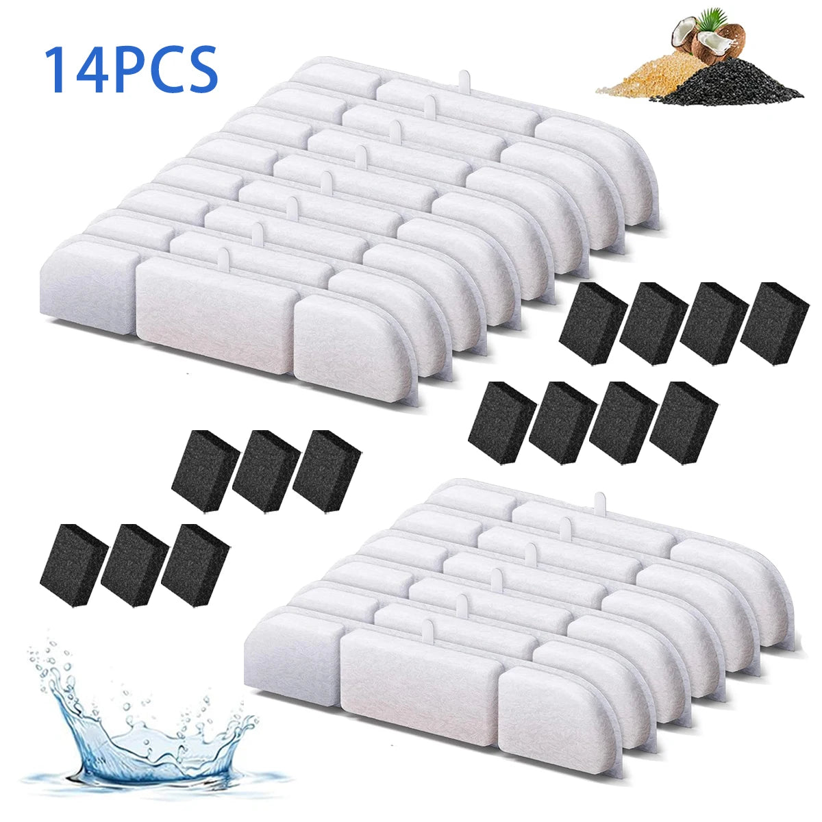 6/8/12/14/16PCS Activated Carbon Replacement Filters For Pet Automatic Drinking Fountain Battery Operated Cat Water Fountain