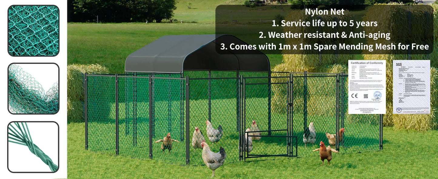 Heavy Duty XXL Chicken Run Coop Cage Walk In Coop Poultry Hen Rabbit Metal Kennel Hutch Pen with Waterproof UV Cover Outdoor