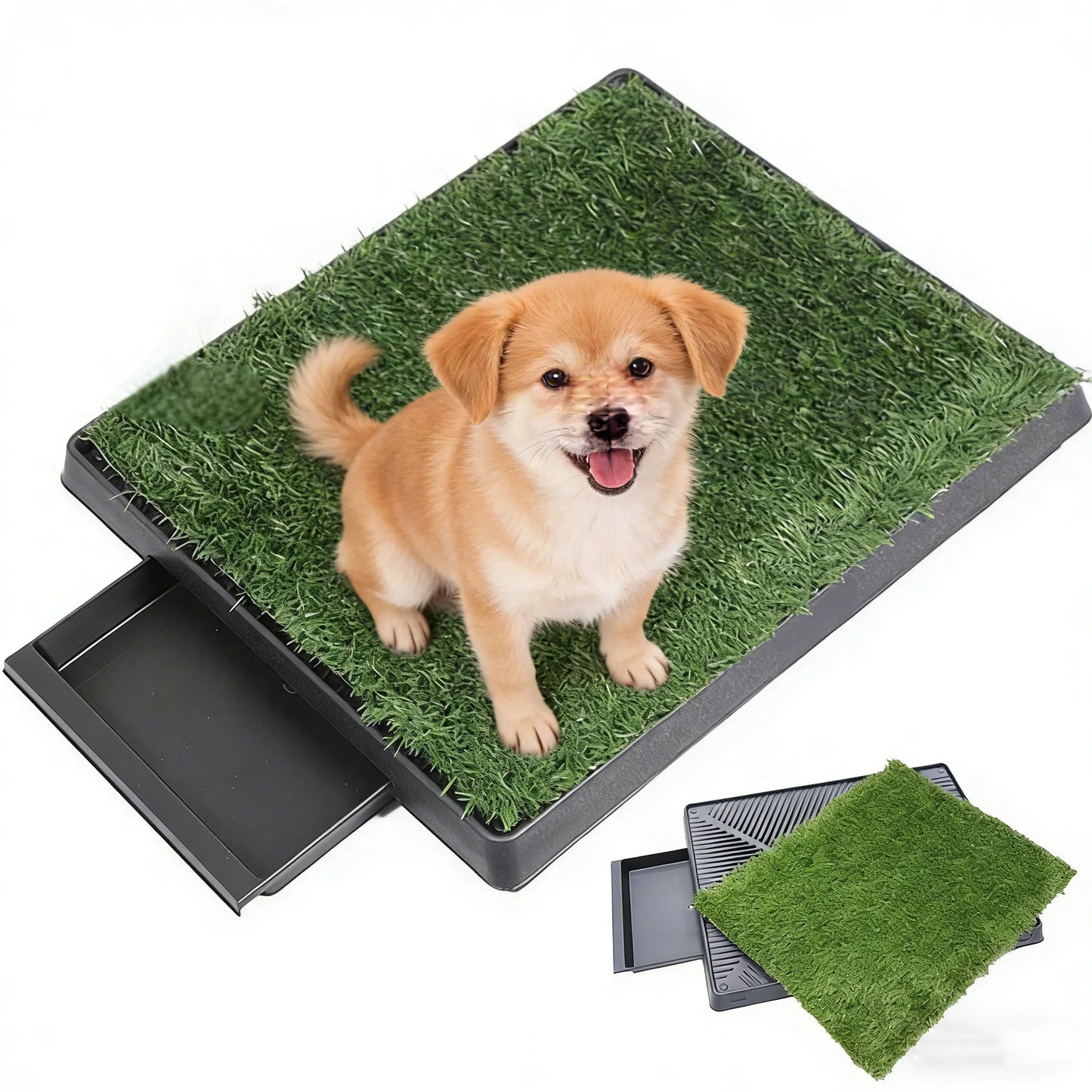 Indoor Outdoor Washable Dog Potty Grass with Tray Resuable Potty Pet Loo Washable Reusable Pee Pad for Puppy Potty Training