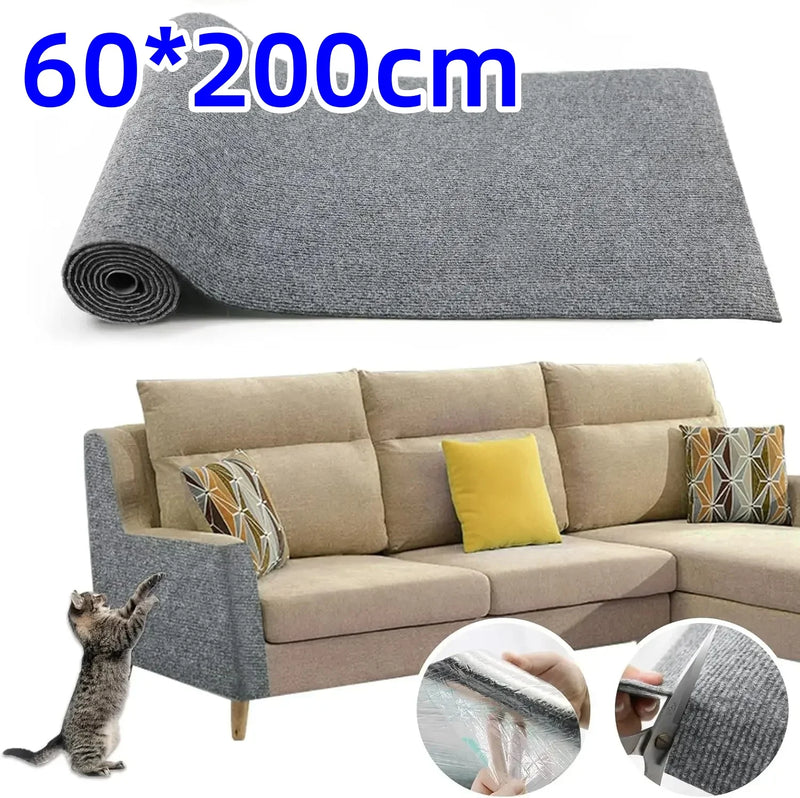 60x200cm Self-adhesive Cat Scratcher Sofa Protector Cats Scratcher Pad Board Protection Trimmable Carpet DIY Cat Scratch Mat - shimendi