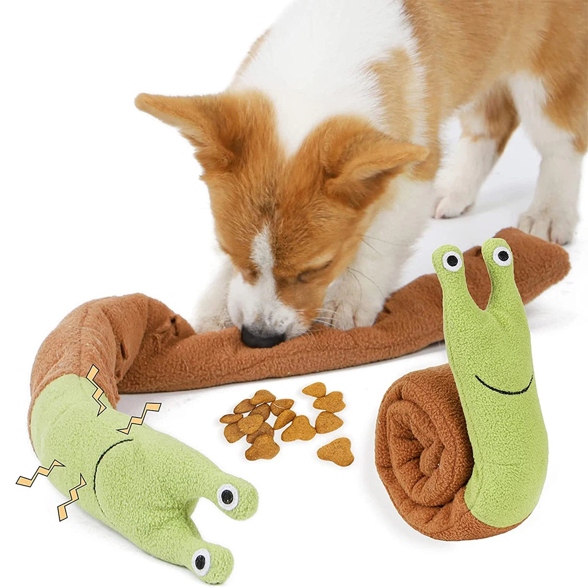 Dog Squeak Toys Pet Sniffing Plush Snails Toys Tibetan Food Molar Puzzle Dog Toys For Grinding Teeth Food Olfactory Training