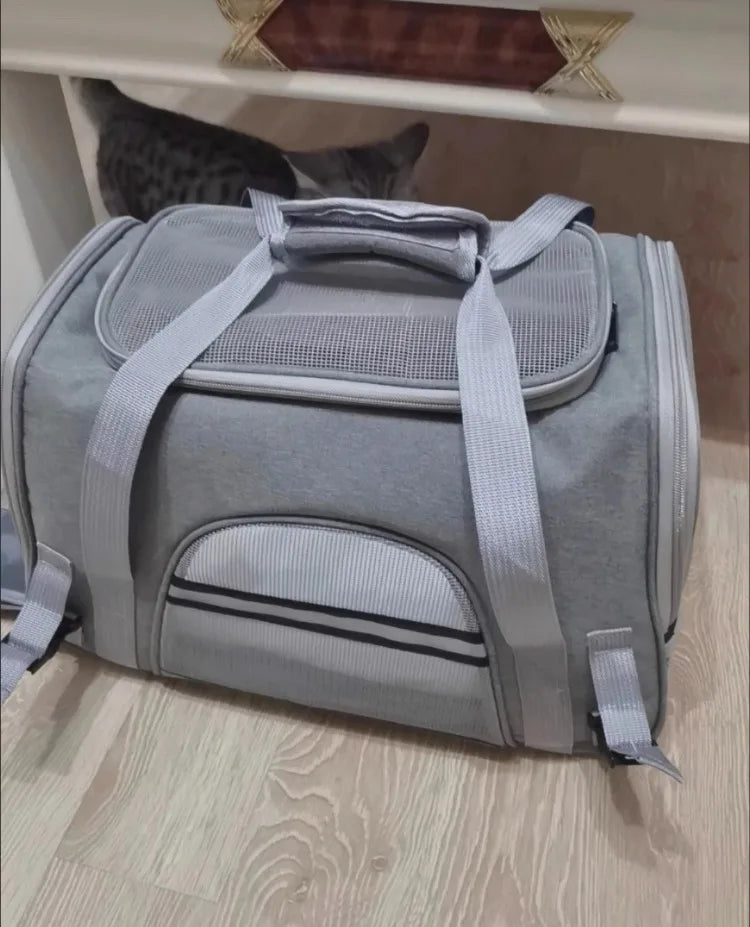 Pet Carrier Bag Foldable Small Dog Cat Carrying Out Bags Expansion Pet Travel Bag Mesh Breathable Expansion Crossbody Handbag