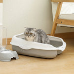 Semi-enclosed Litter Box Spatter-proof Cat Toilet Large Kitten Cleaning Supplies Large Cat Poop Bowl Pet Bupplies - shimendi
