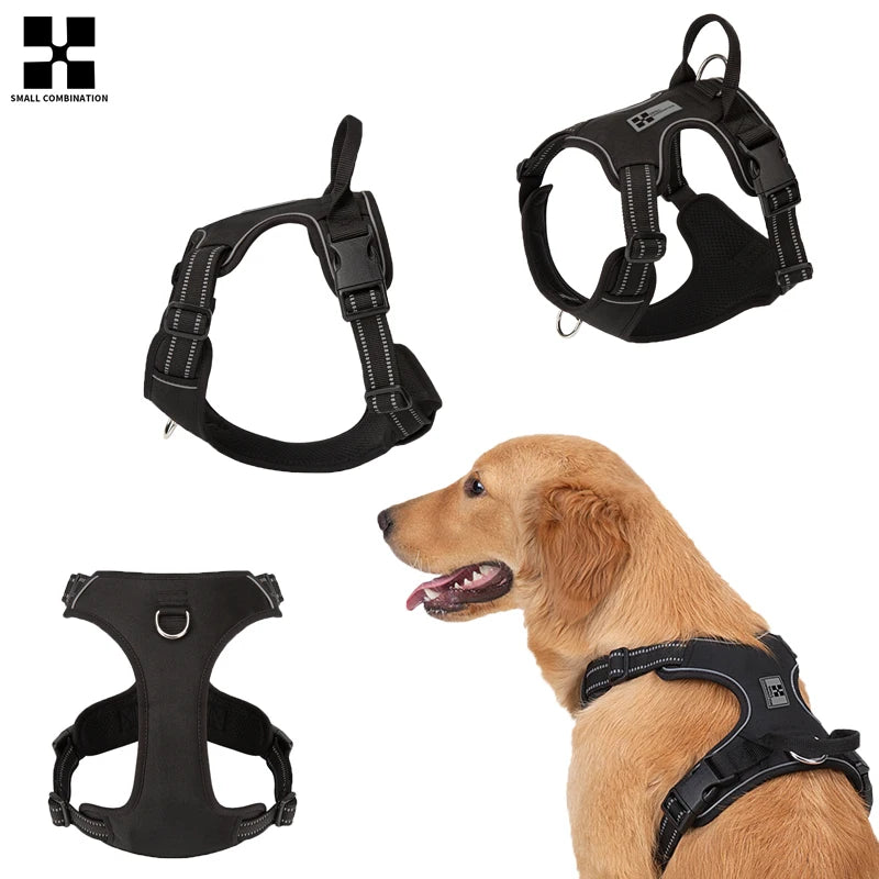SMALL COMBINATION Dog Harness No Pull Reflective Pet Dog Chest Harness Adjustable for Small Medium Large Dogs Outdoor Walking - shimendi