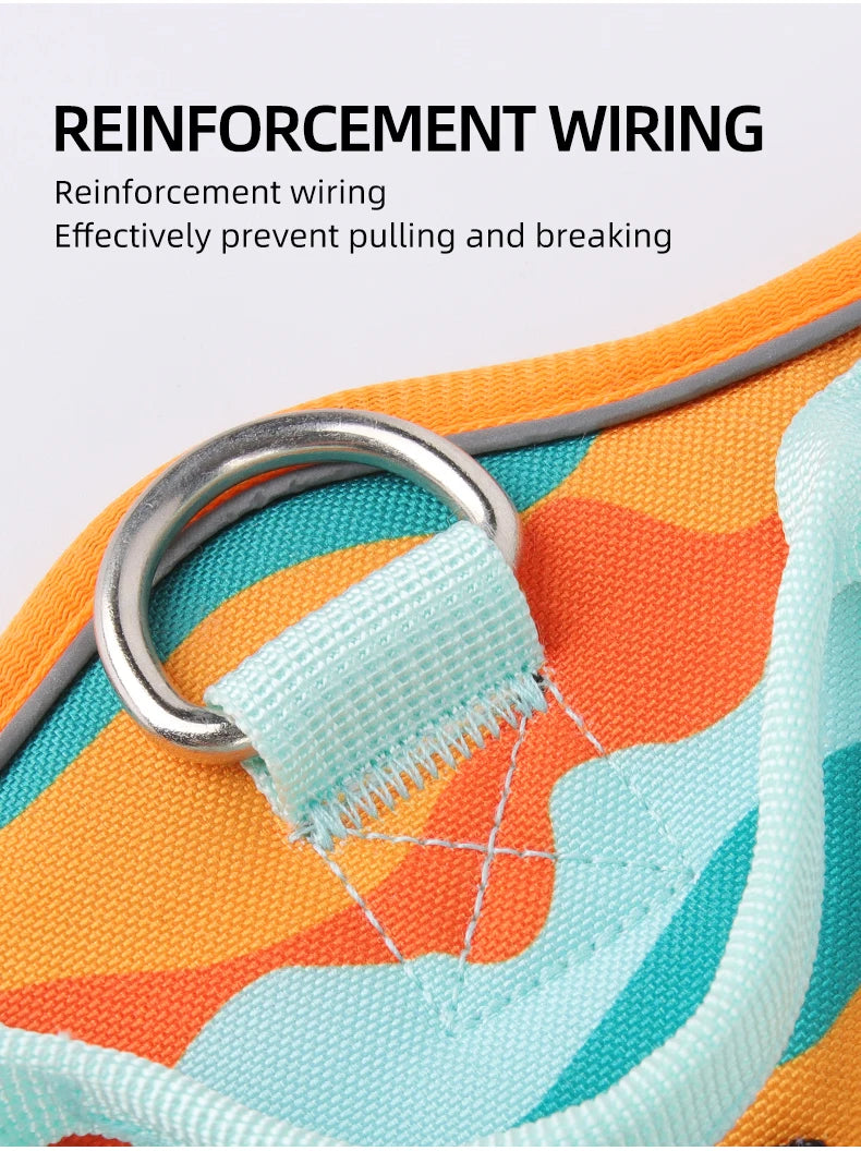 Adjustable Harness Dog Reflective Safety Training Walking Chest Vest Leads Collar For French Bulldog Pets Dogs Accessories